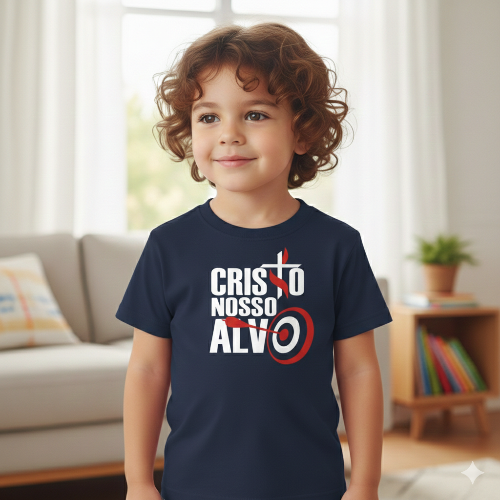 Camiseta Infantil Cristo Nosso Alvo – Modelo Clássico